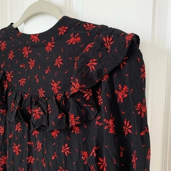Zara Goth Cottage Core Witchy ruffle dress black red XSmall Fairy Whimsy - Picture 3 of 8